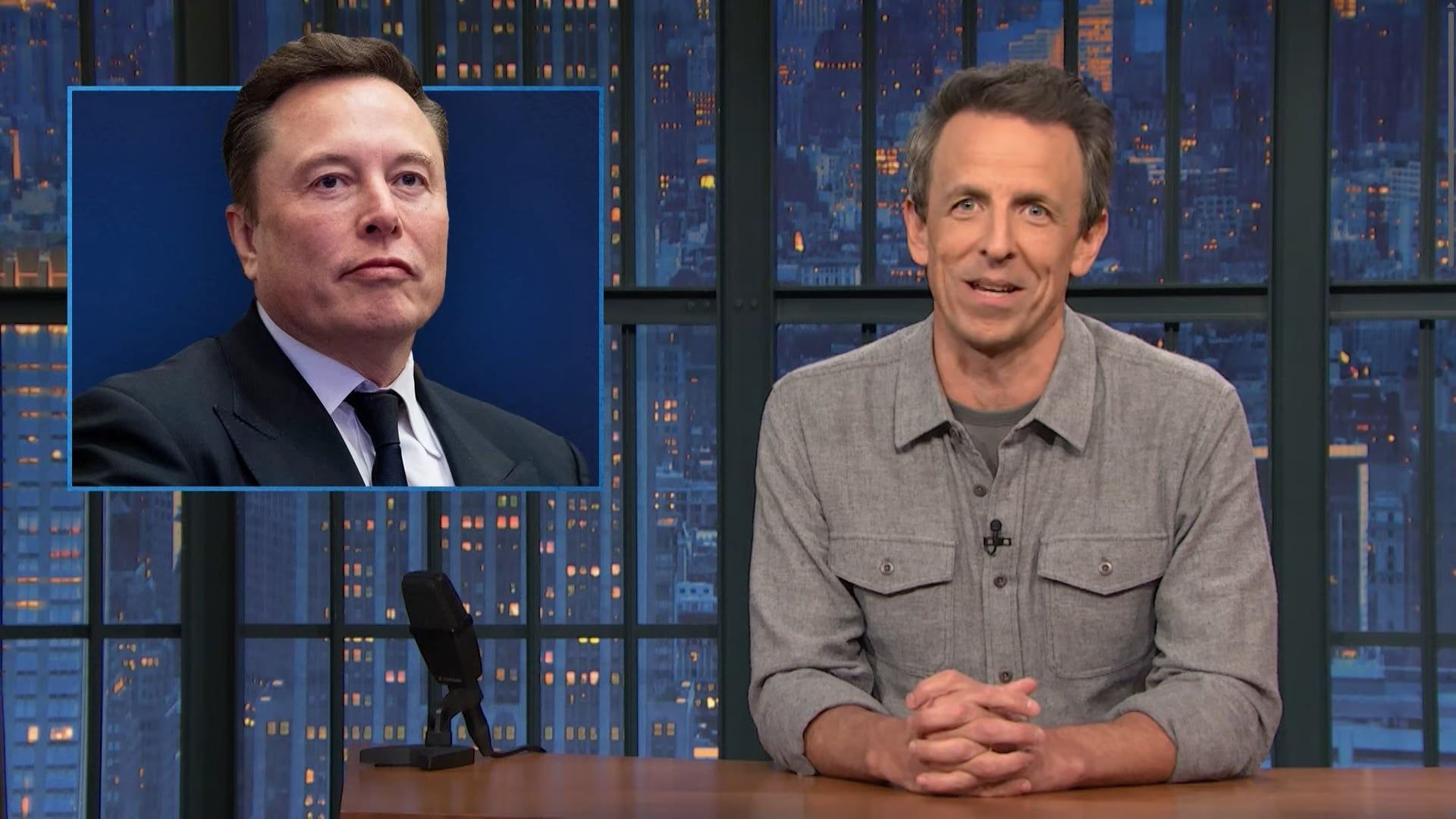 Seth Meyers talking about Elon Musk.