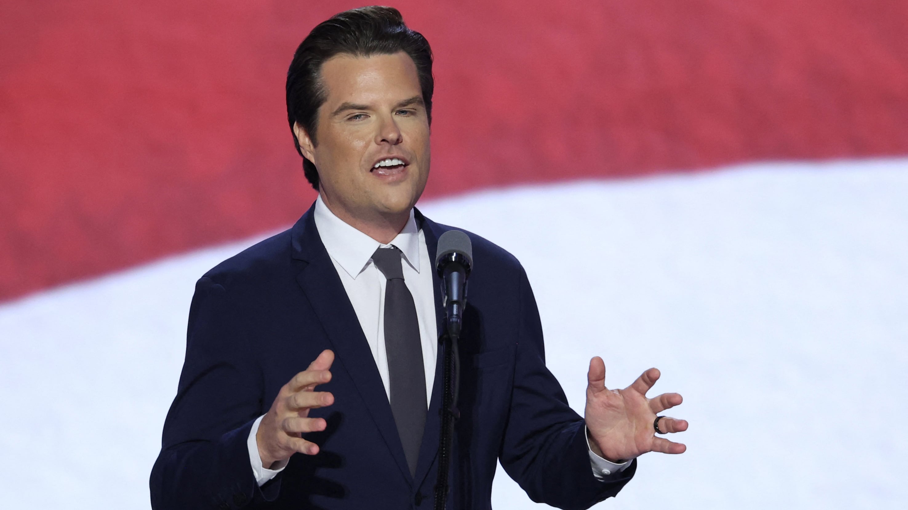 Matt Gaetz speaks on stage at RNC