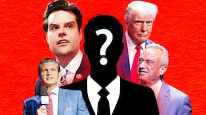 A photo illustration of Matt Gaetz, Pete Hegseth, Donald Trump, and RFK Jr.