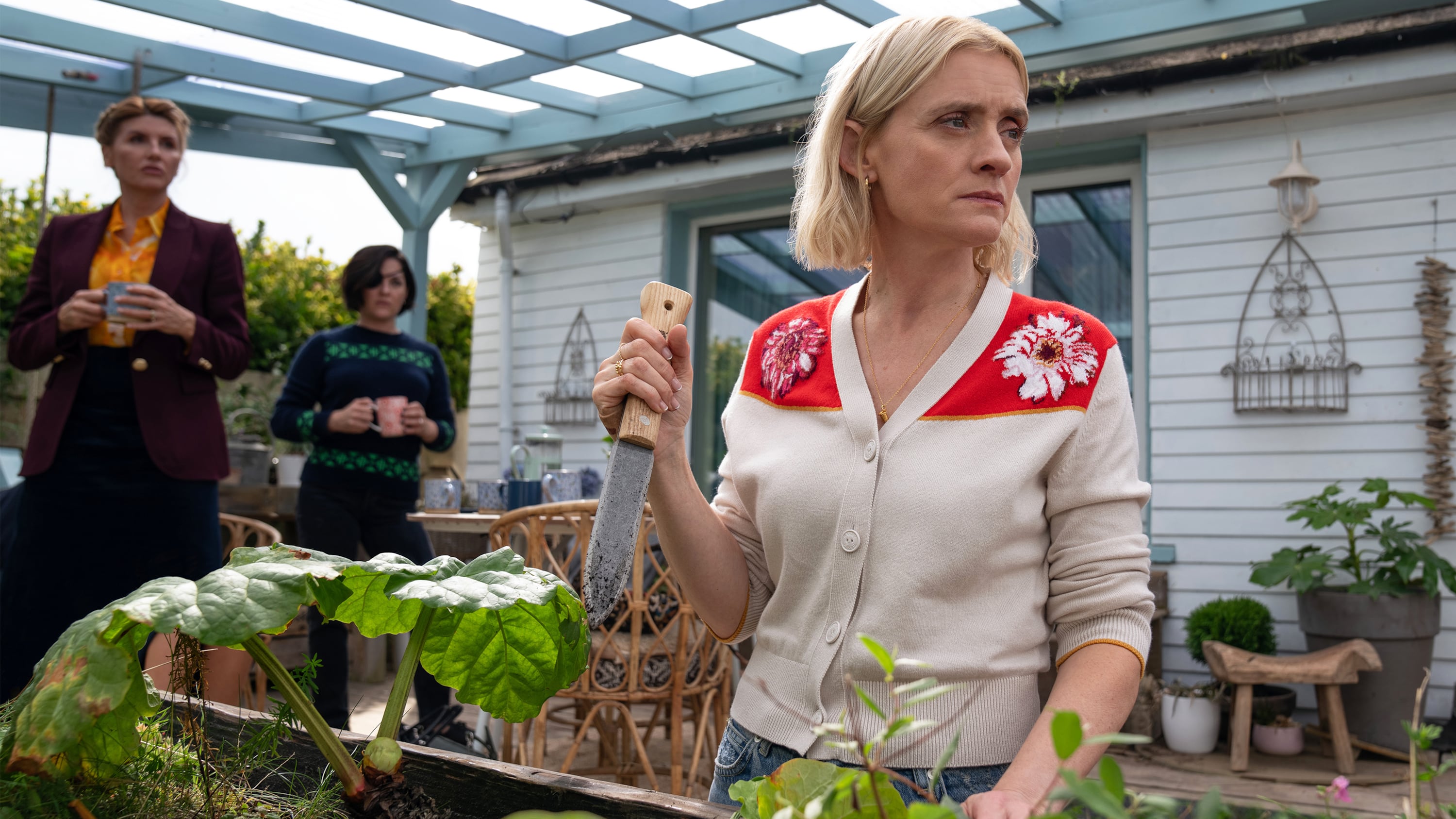 Anne-Marie Duff, Sharon Horgan, and Sarah Greene in Bad Sisters S2.