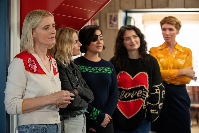 Anne-Marie Duff, Eva Birthistle, Sarah Greene, Eve Hewson, and Sharon Horgan in Bad Sisters.