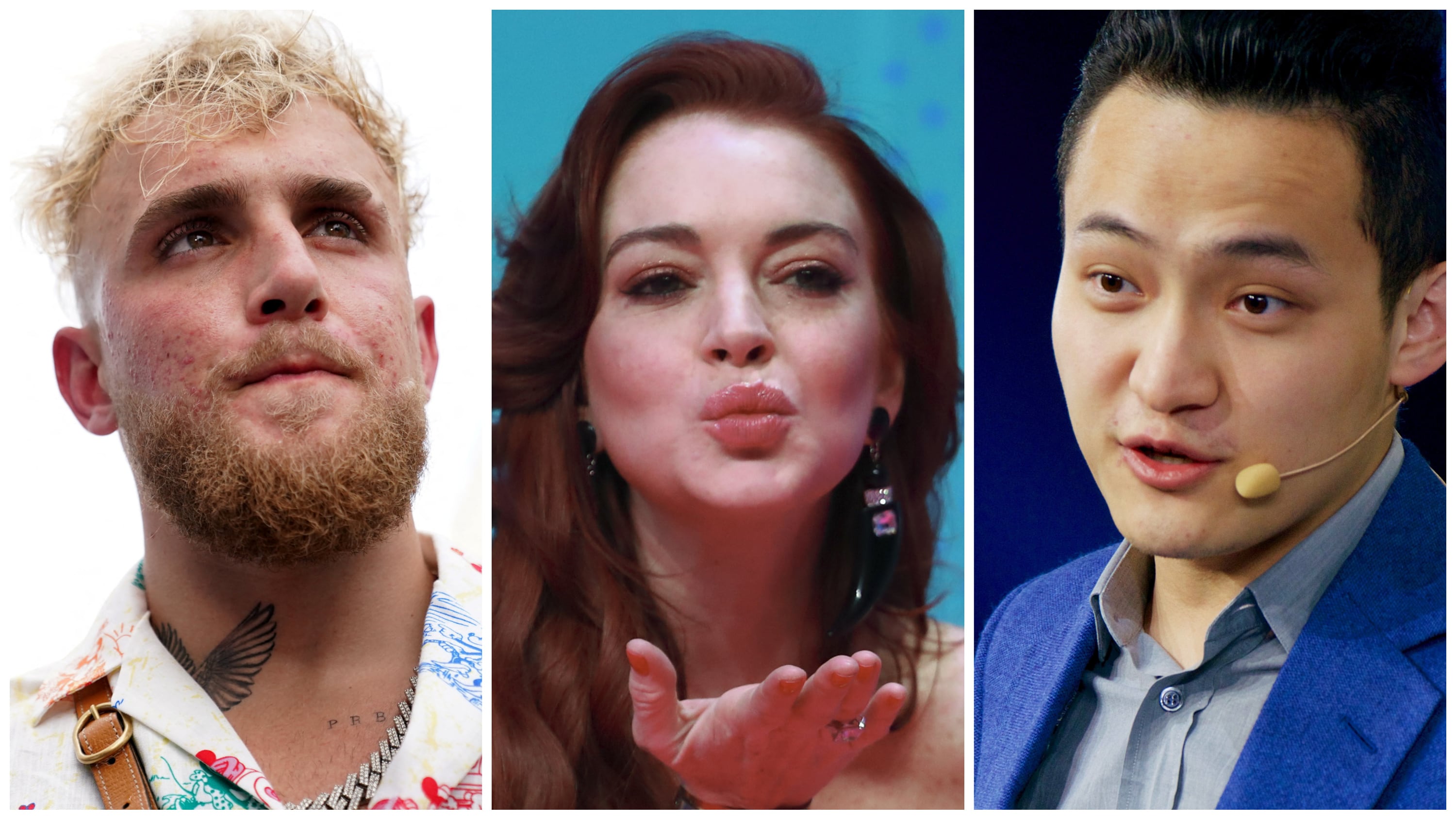 Jake Paul, Lindsay Lohan, and Justin Sun.